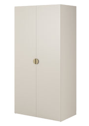 Zweiflügeliger Kleiderschrank Moonir mit 100 cm Kleiderstange, Grau-Beige
