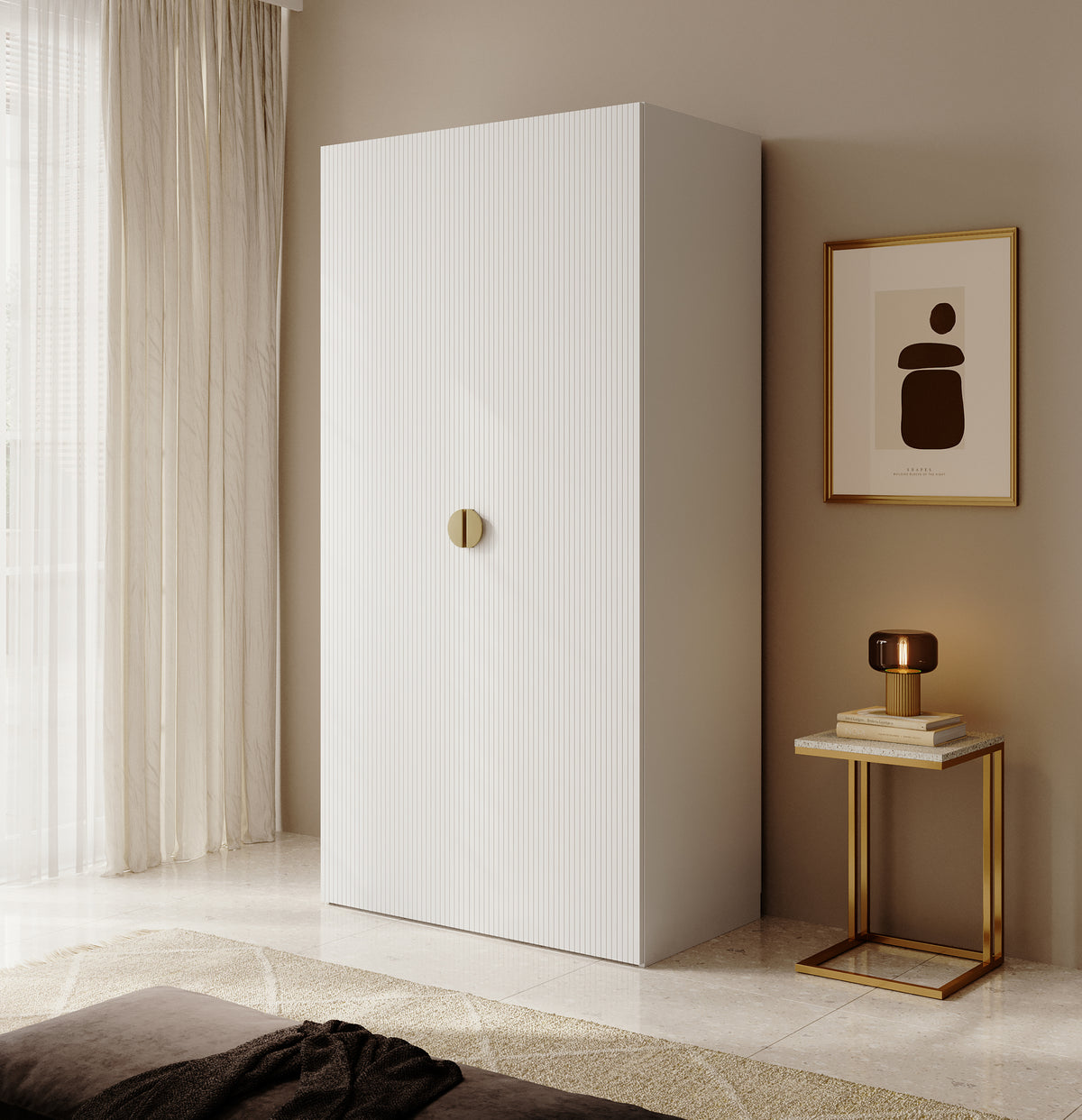 Armoire deux portes Moonir avec tringle 100 cm Blanche