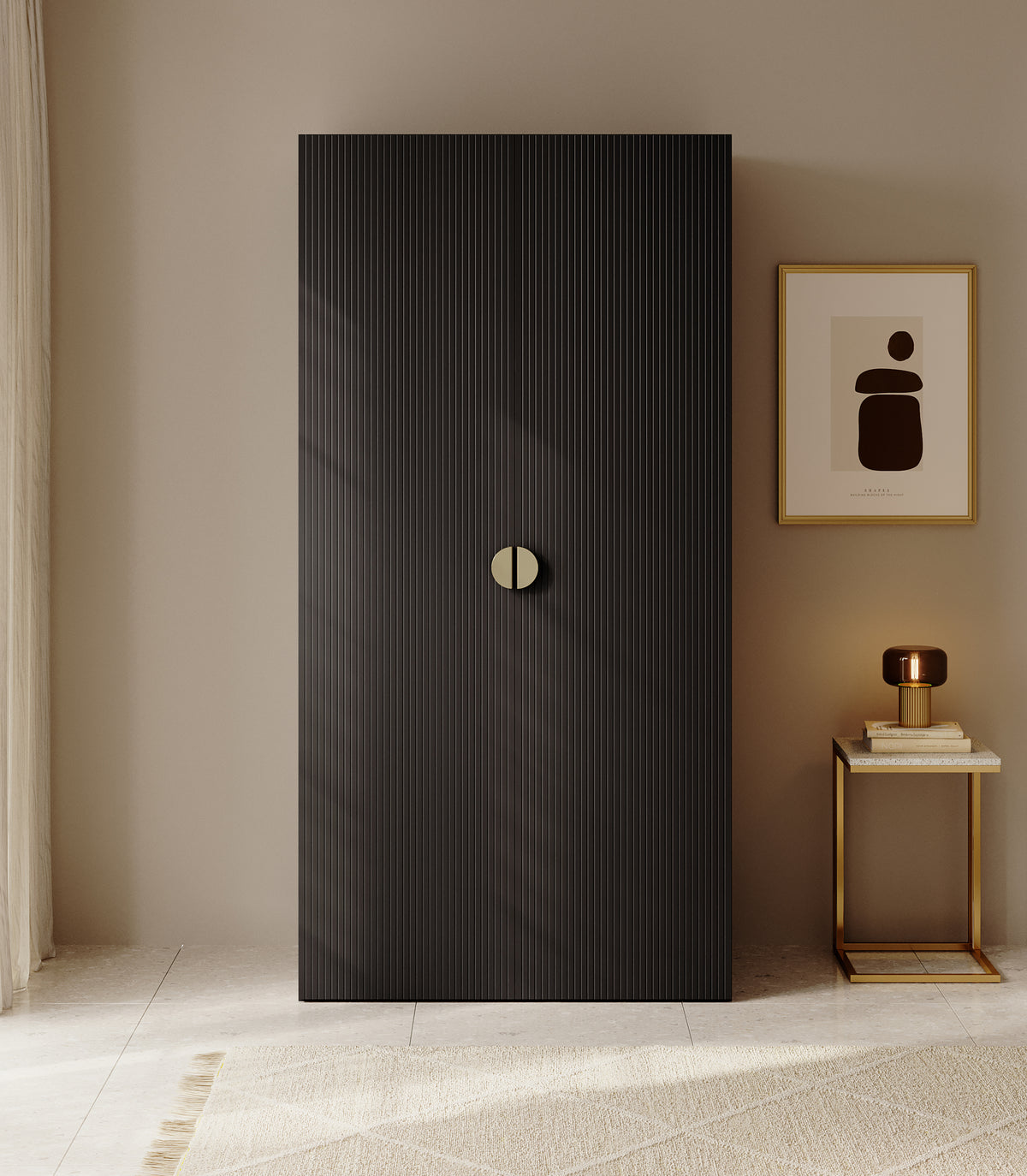 Armoire deux portes Moonir avec tringle et étagères 100 cm Noir