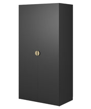 Armoire deux portes Moonir avec tringle et étagères 100 cm Noir