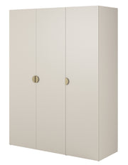 Armoire trois portes Moonir avec tringle longue et sept étagères 150 cm Gris beige