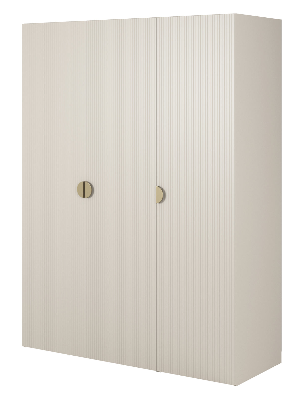 Armoire trois portes Moonir avec deux tringles 150 cm Gris beige