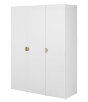 Armoire trois portes Moonir avec tringle longue et sept étagères 150 cm Blanche