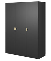 Armoire trois portes Moonir avec tringle et étagères 150 cm Noire