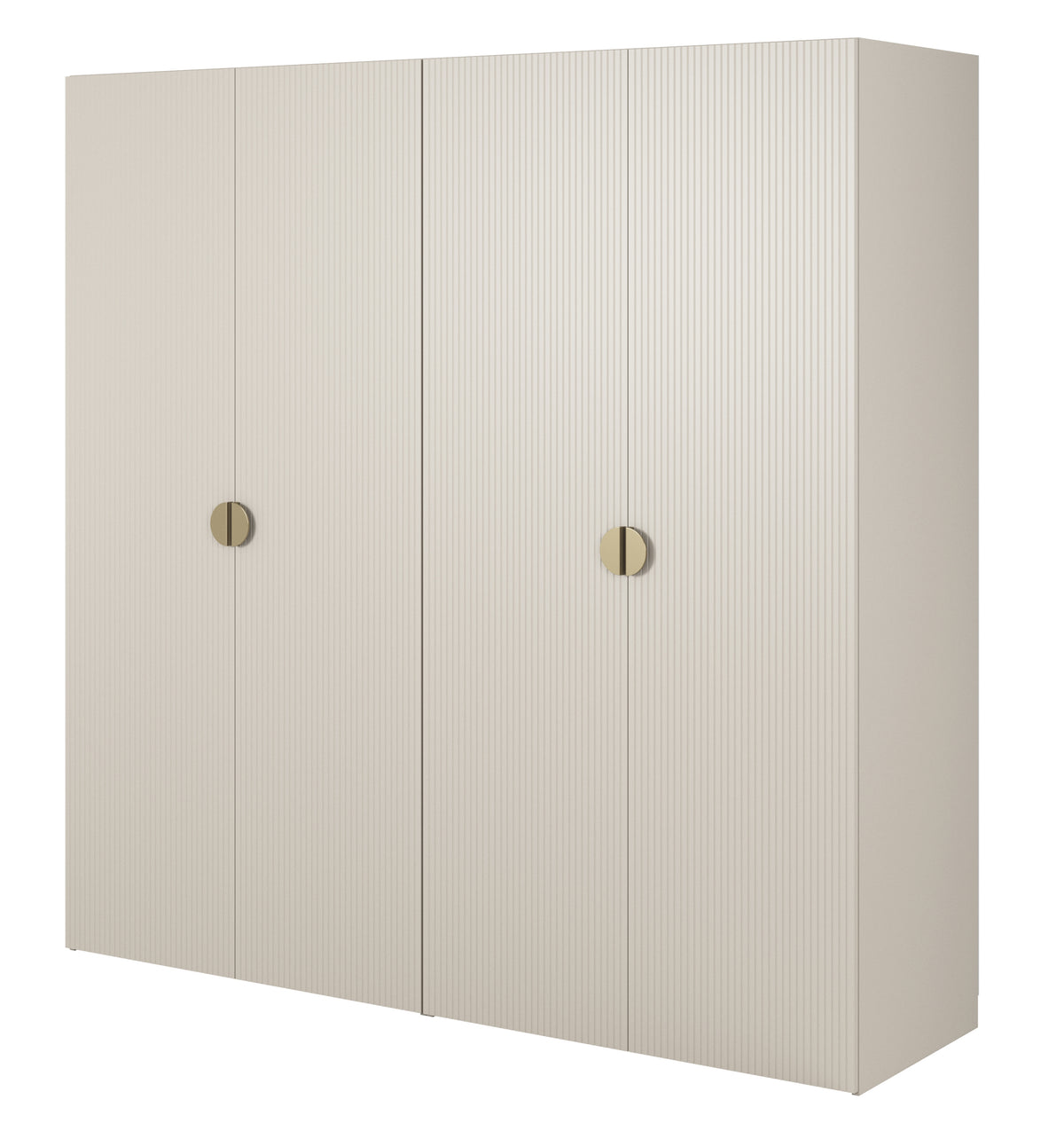 Armoire 4 portes Moonir avec deux tringles 200 cm Gris beige
