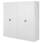 Armoire quatre portes Moonir avec tringle et étagères 200 cm Blanche