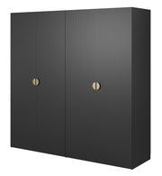 Armoire quatre portes Moonir avec tringle, étagères et caisson 200 cm Noir
