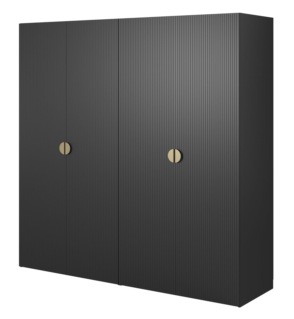 Armoire quatre portes Moonir avec deux tringles 200 cm Noir