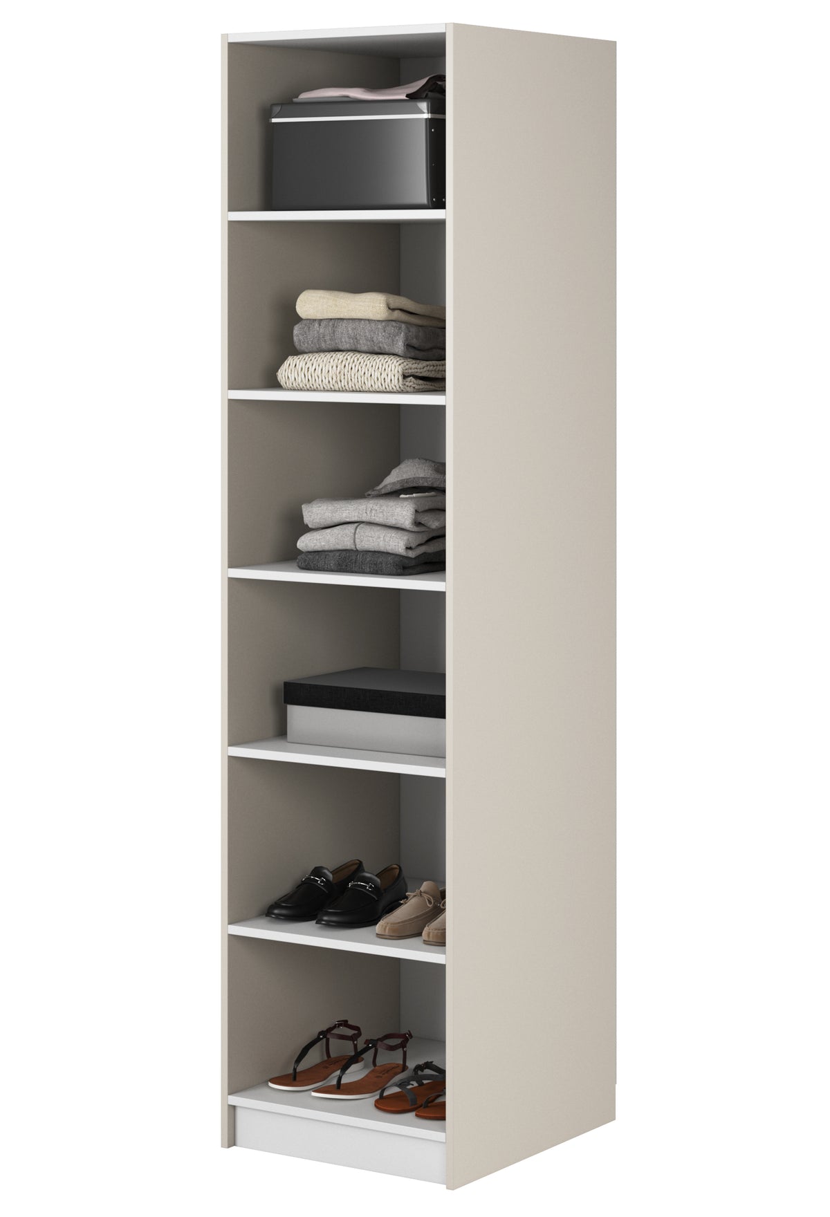 Armoire 1 porte Frame avec étagères 50 cm Gris beige