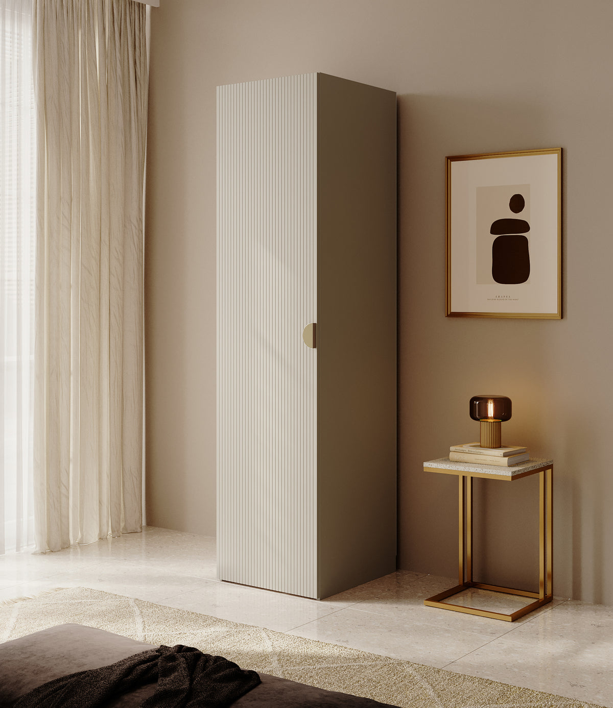 Armoire 1 porte Moonir avec tringle 50 cm Gris beige