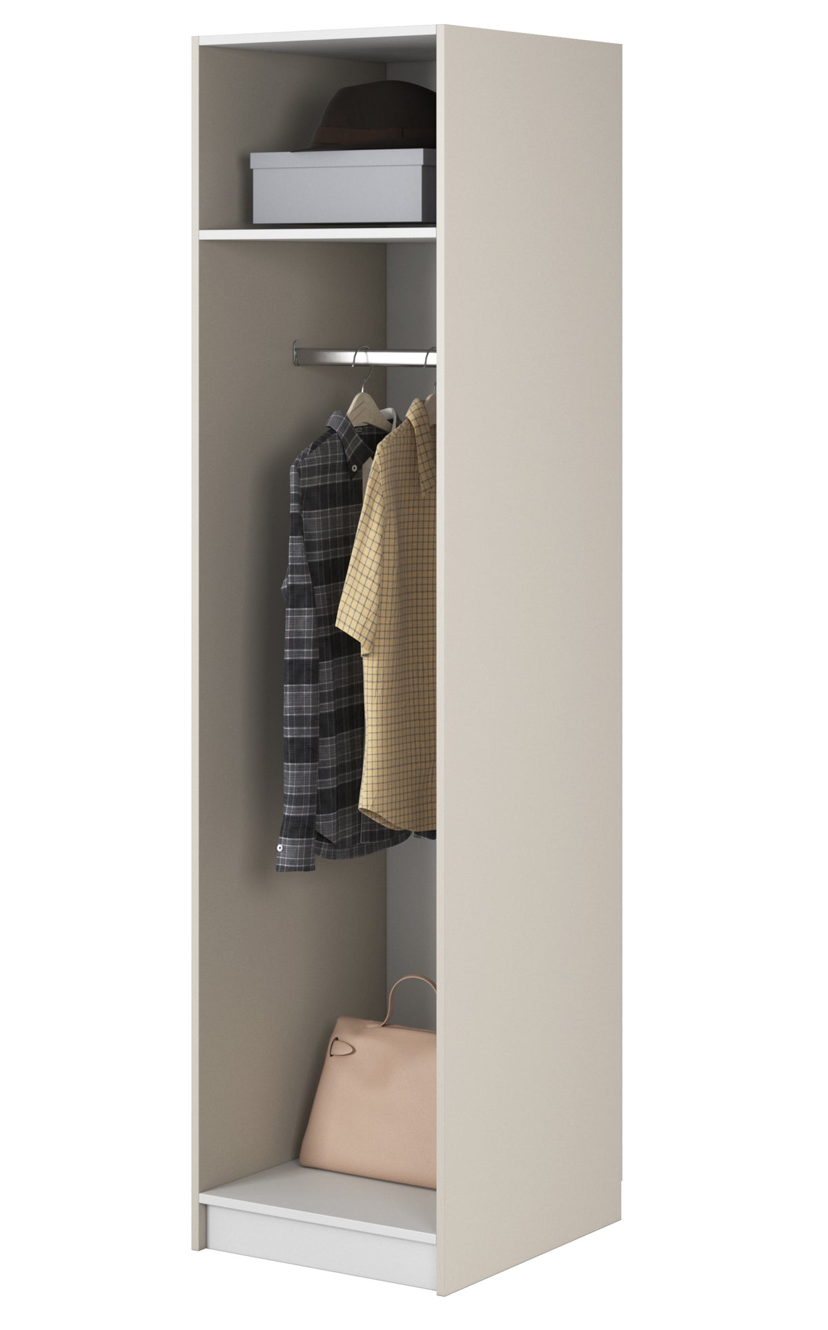 Einzeltüriger Schrank Frame mit 50 cm Kleiderstange Grau Beige