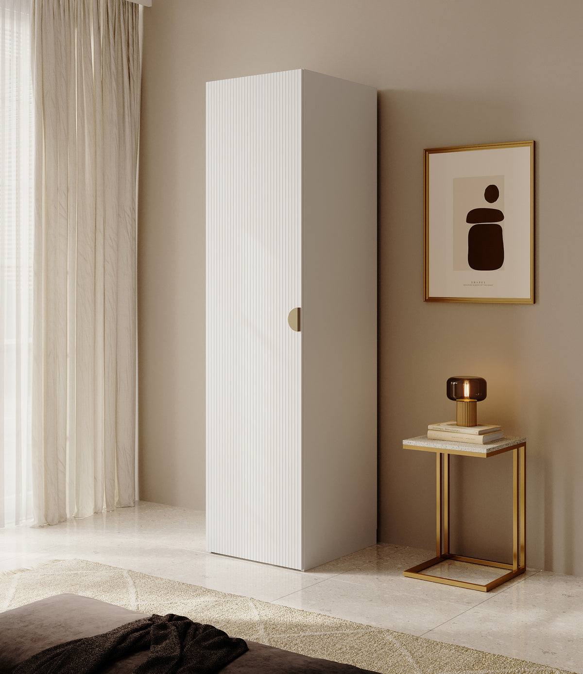 Armoire 1 porte Moonir avec tringle 50 cm Blanche