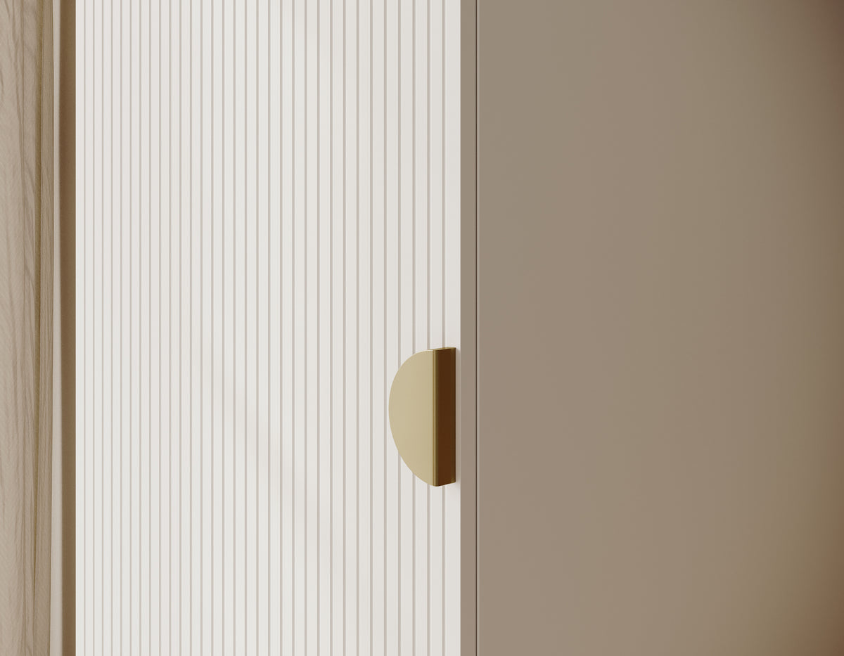 Einzeltüriger Schrank Moonir mit Kleiderstange, Regalen und 50 cm Container Weiß
