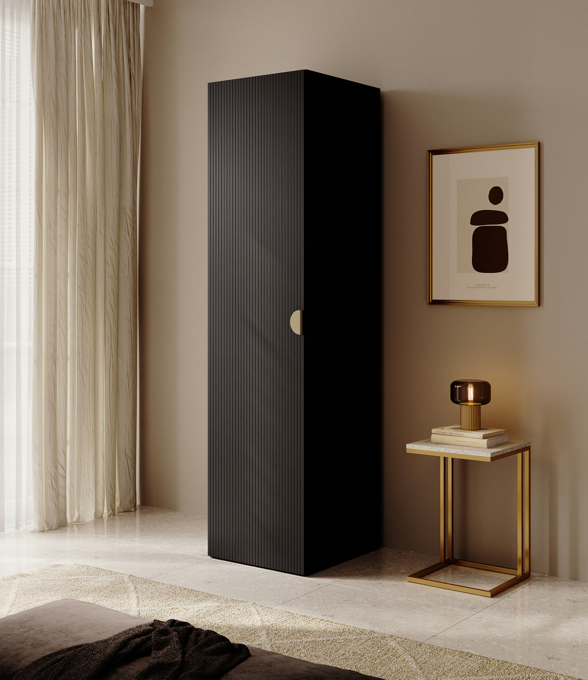 Armoire une porte Moonir avec tringle 50 cm Noir