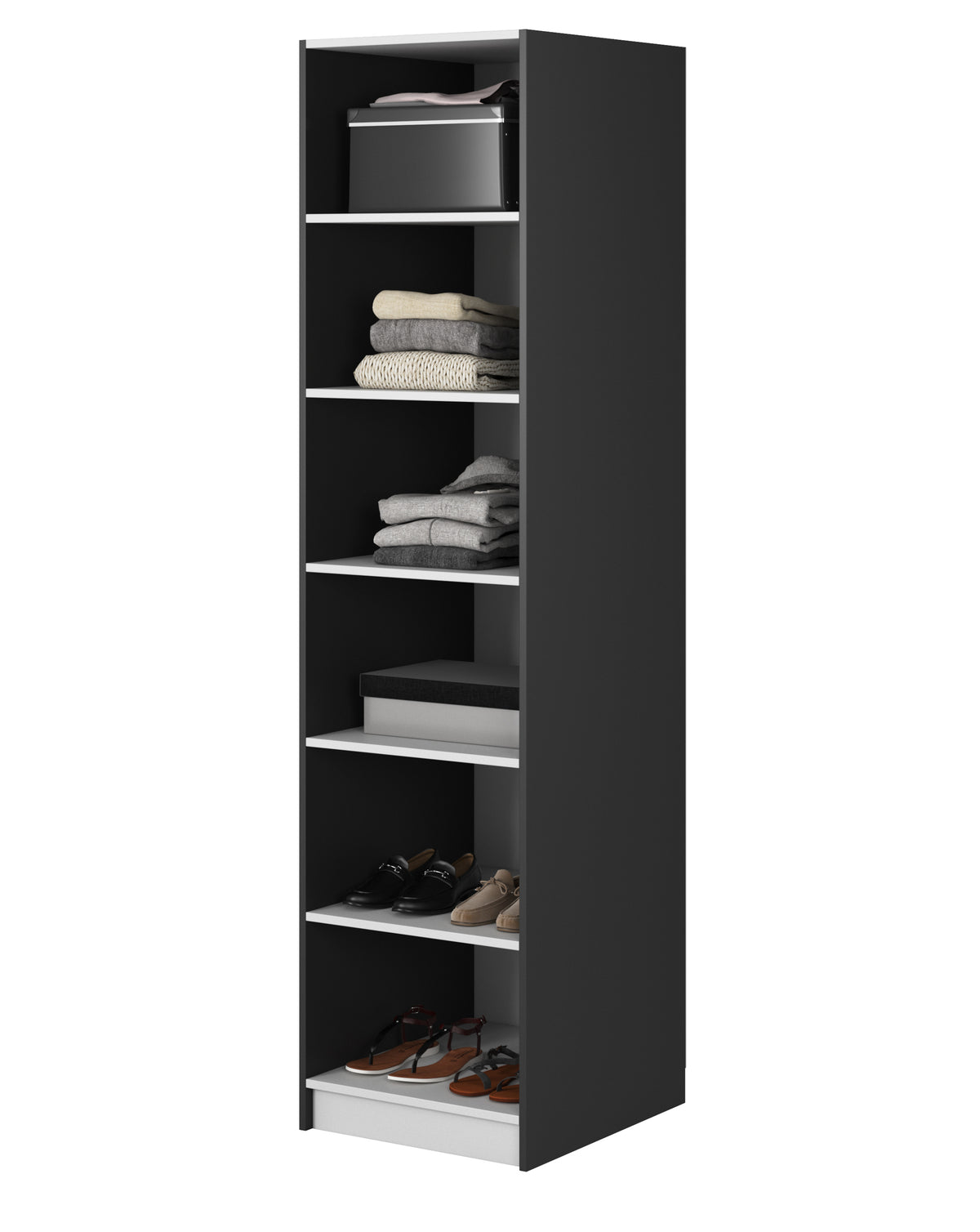 Einzeltüriger Schrank Frame mit 50 cm Regalen Schwarz