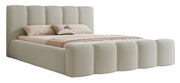 Polsterbett 180x200 cm Moenne mit Stauraum, Metallrahmen, beige Velours, wasserabweisend