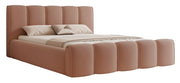 Gepolstertes Bett 160x200 cm Moenne mit Stauraum, Metallrahmen, lachsfarbener, wasserabweisender Samt
