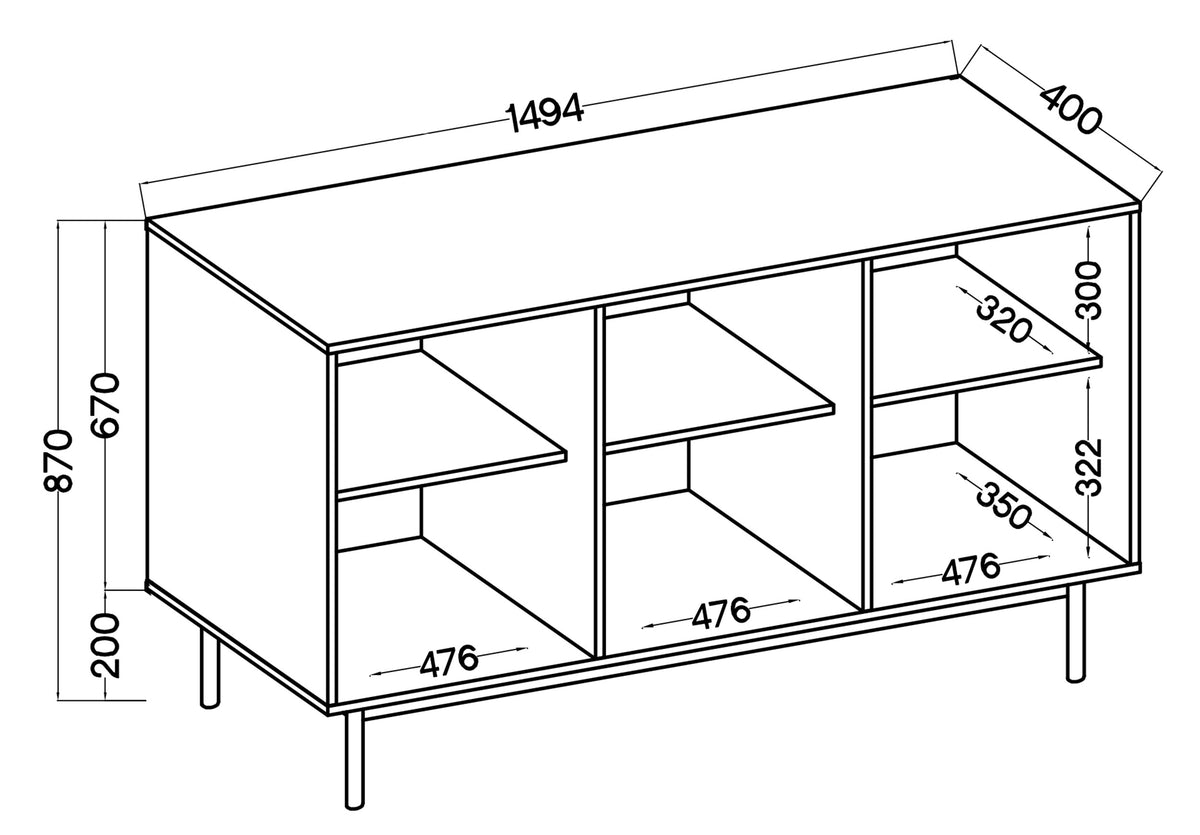 Drehtür-Kommode Neksto 150 cm geölte Eiche
