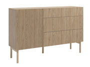 Commode 1 porte Nolie avec 3 tiroirs 140 cm Chêne huilé