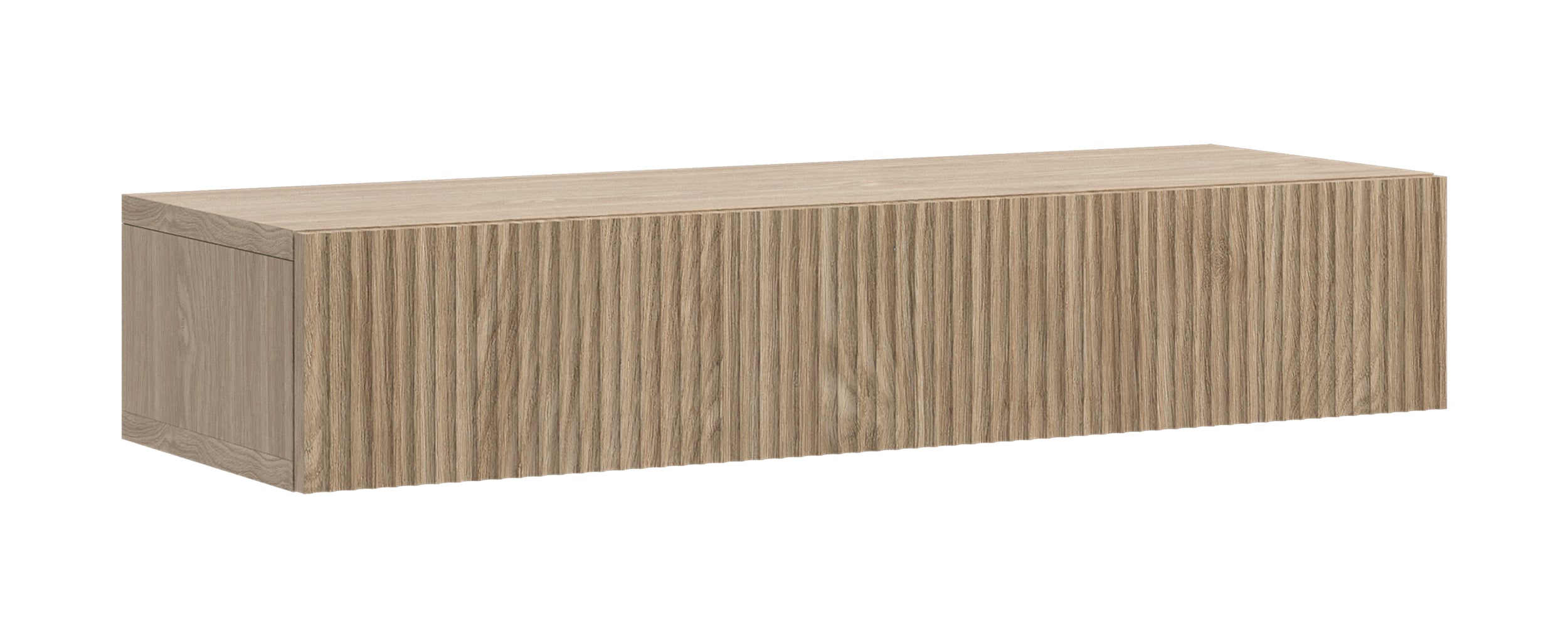 Console Nolie suspendue avec tiroir et rainures sur la façade, 90 cm, chêne huilé