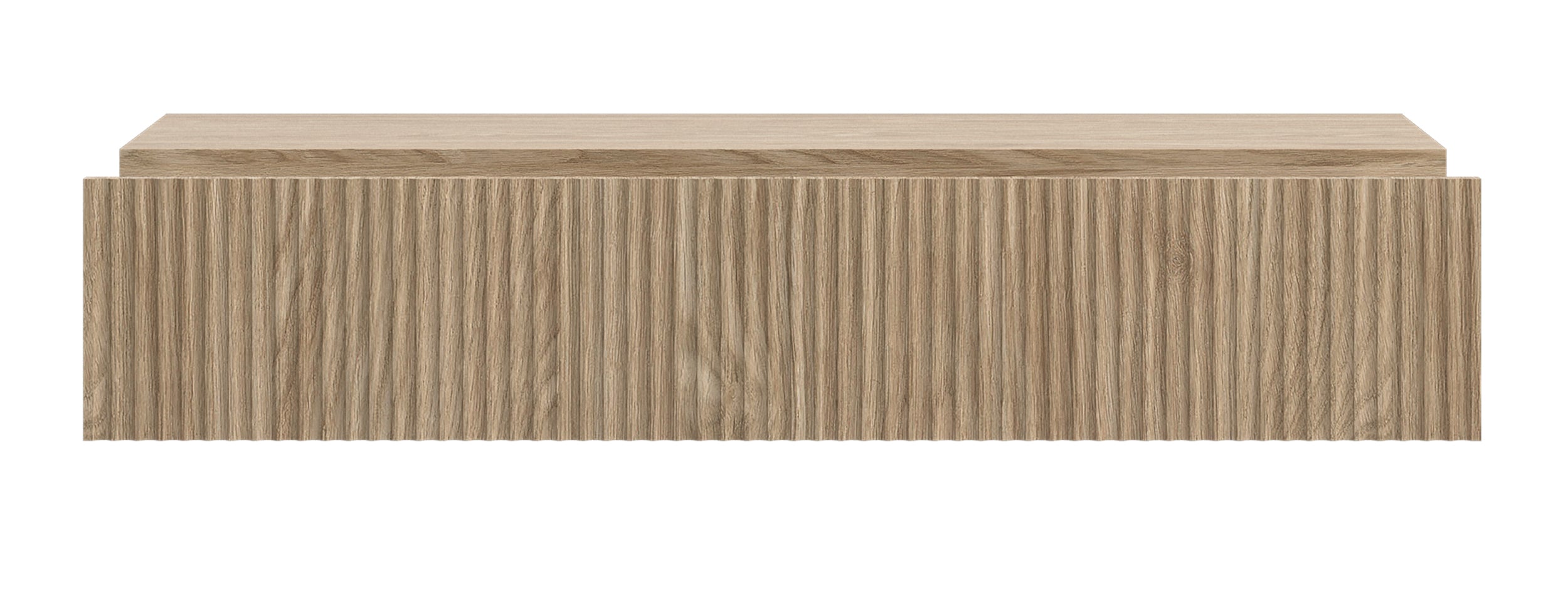 Console Nolie suspendue avec tiroir et rainures sur la façade, 90 cm, chêne huilé
