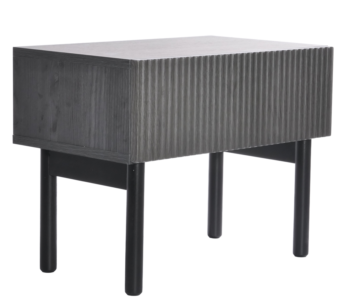 Table de chevet Nolie avec tiroir et pieds 50 cm Frêne Portland Noir