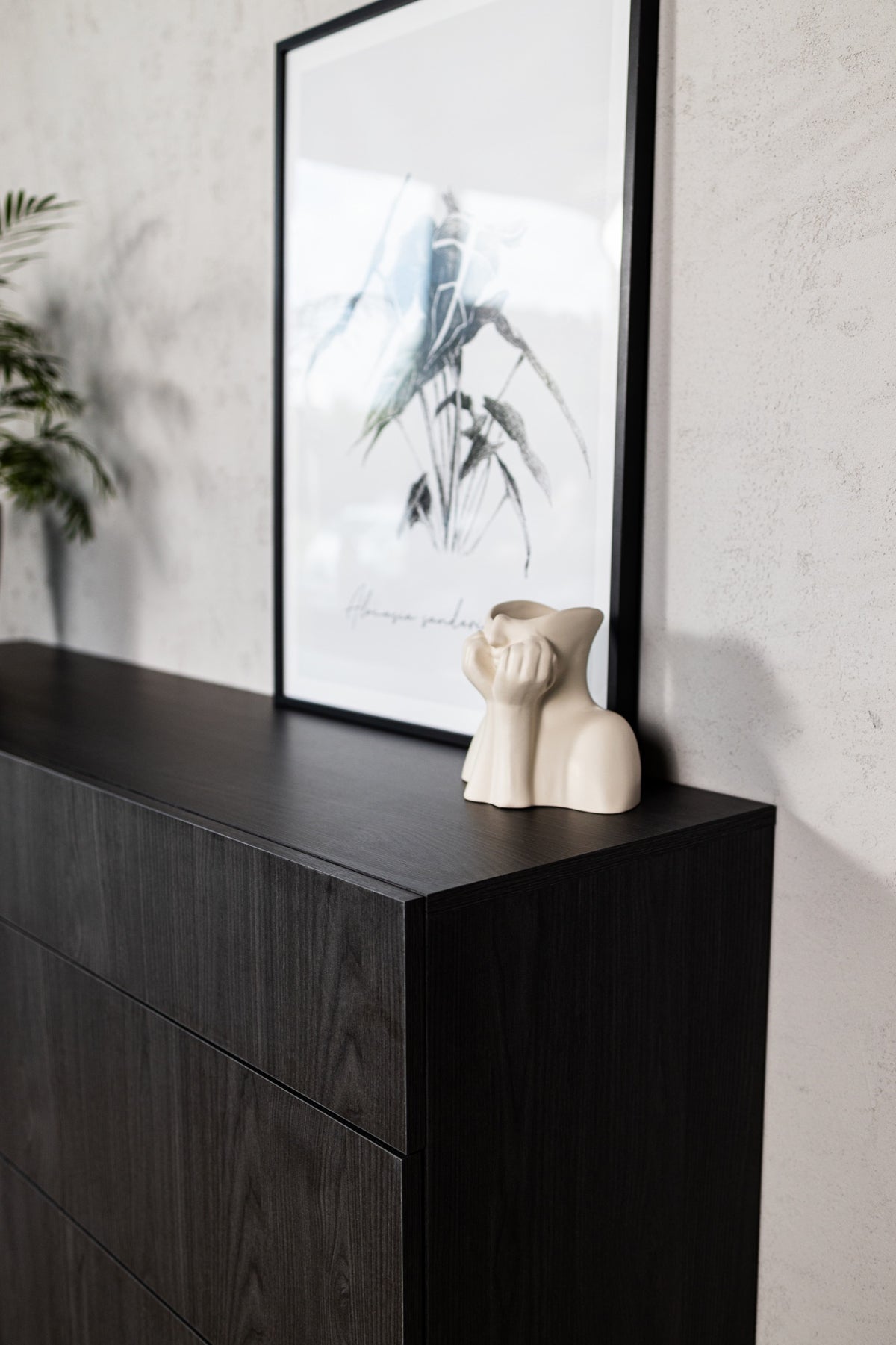 Commode 1 porte Nolie avec trois tiroirs 140 cm Frêne Portland Noir