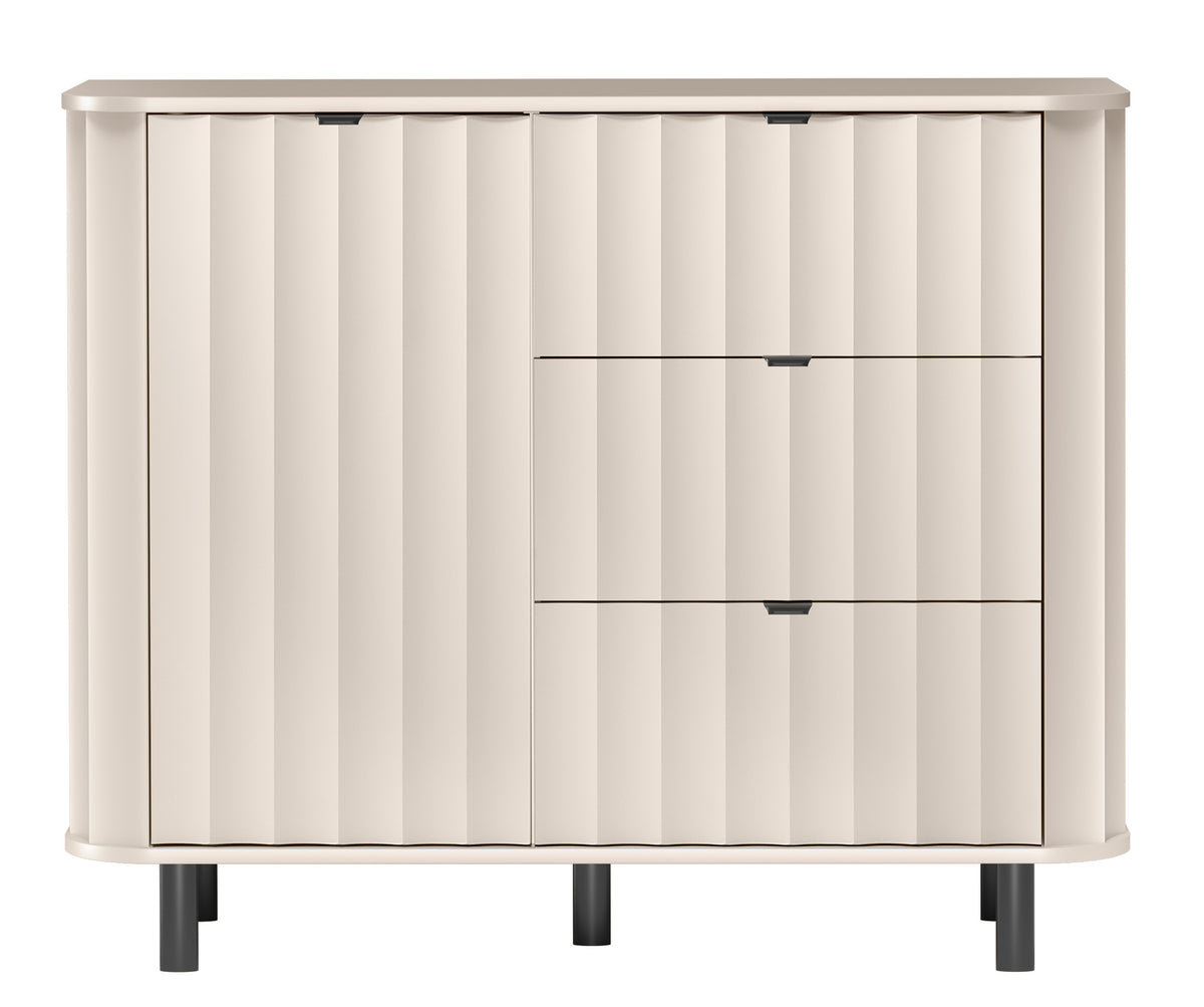 Novado Einzeltür-Kommode mit drei Schubladen, 111 cm, Kaschmir