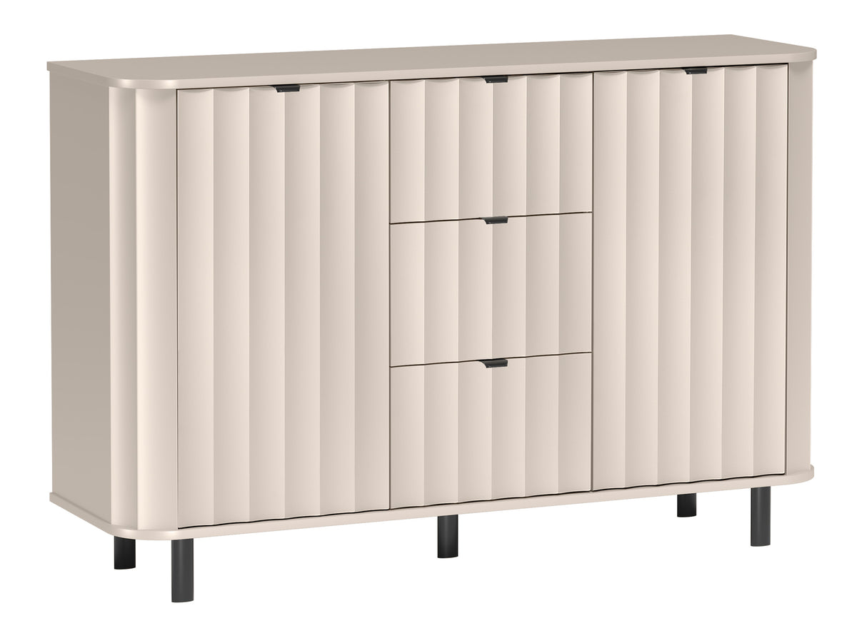 Novado Zweitürige Kommode mit drei Schubladen, 137 cm, Kaschmir