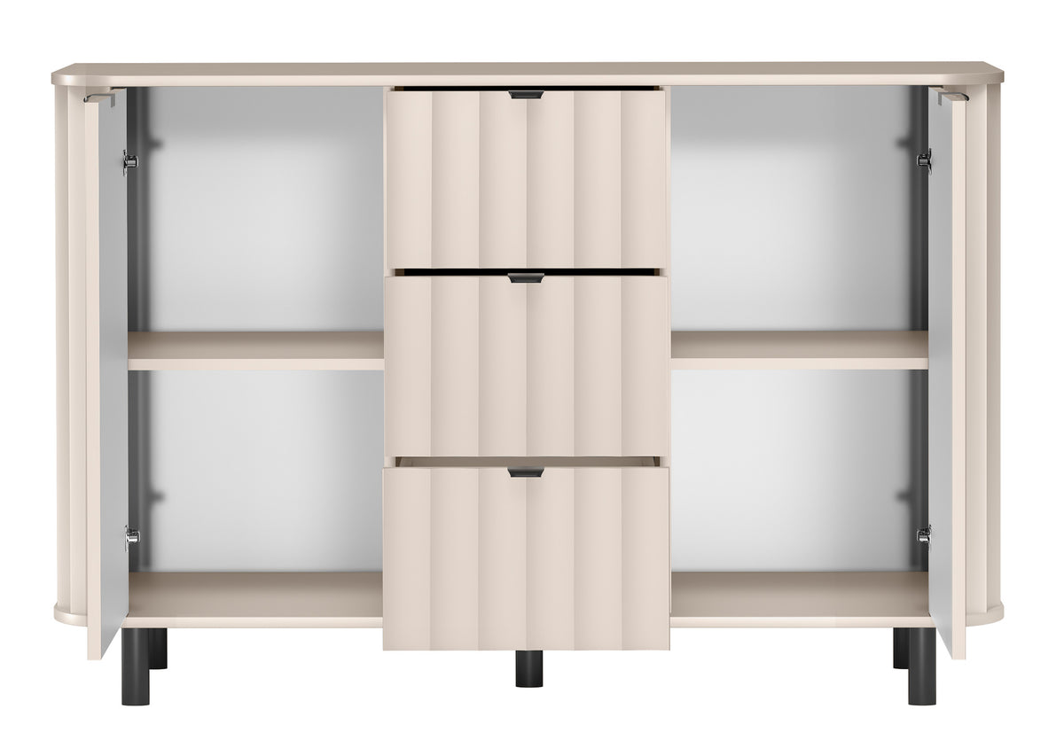 Commode 2 portes Novado avec 3 tiroirs 137 cm cachemire