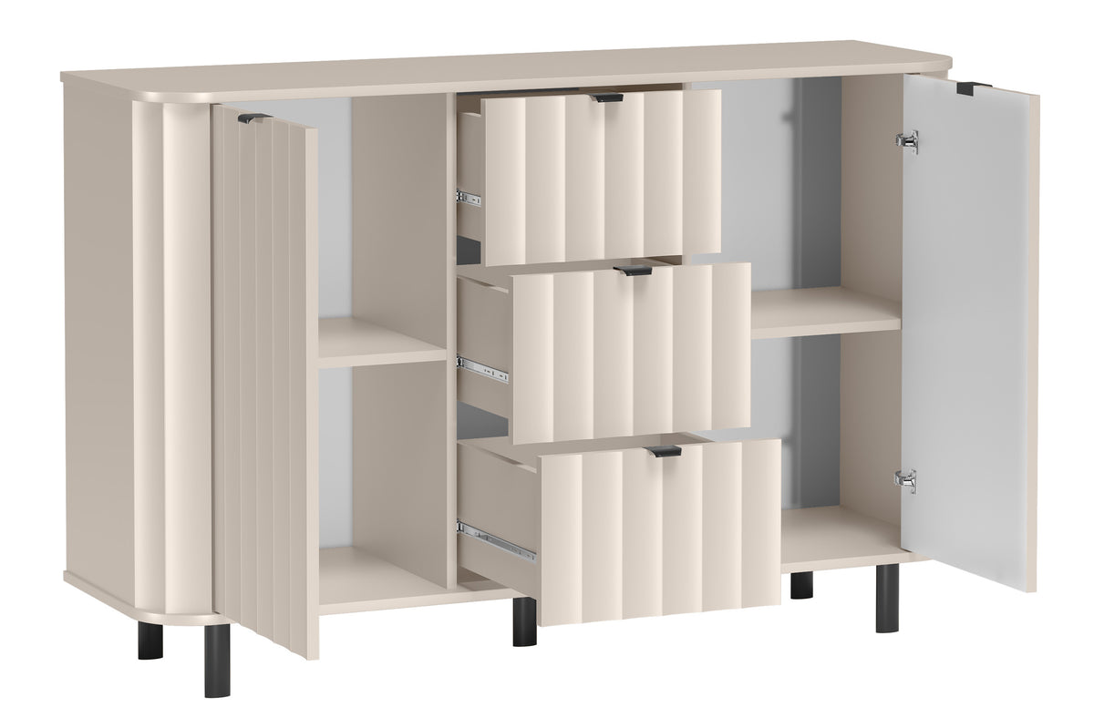 Commode 2 portes Novado avec 3 tiroirs 137 cm cachemire