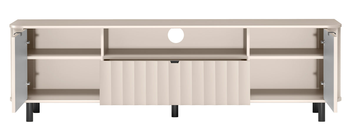 Meuble TV Novado 2 portes avec tiroir et niche 196 cm cachemire
