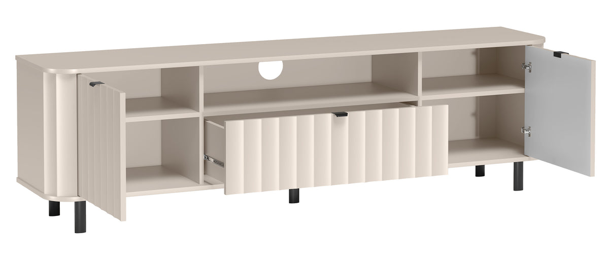 Meuble TV Novado 2 portes avec tiroir et niche 196 cm cachemire
