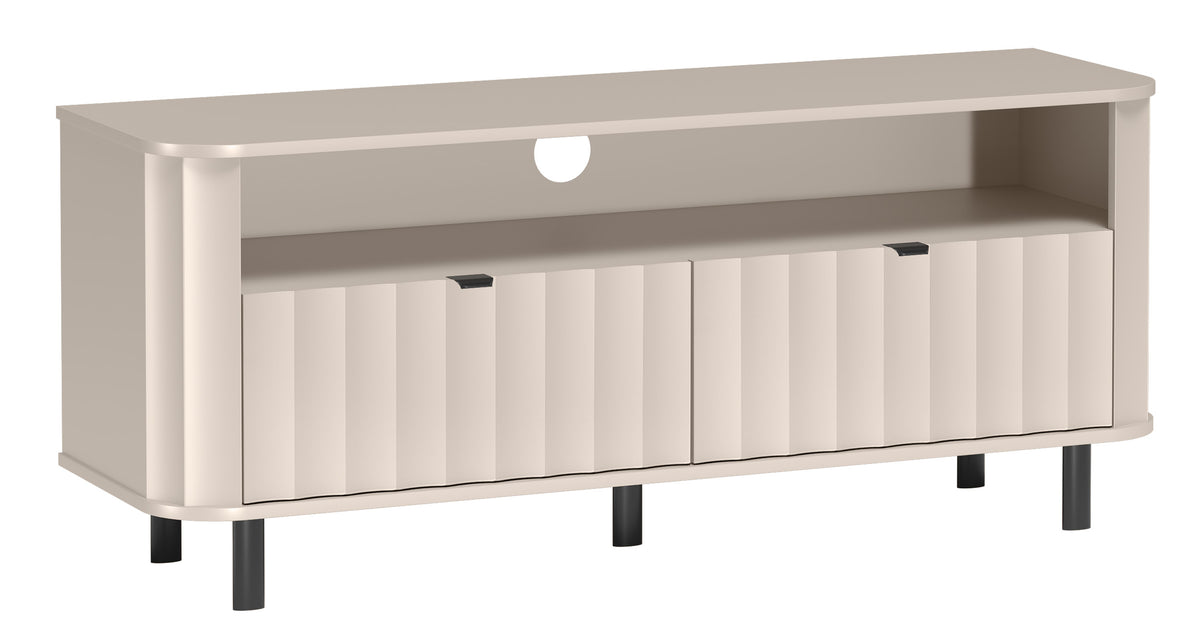 Meuble TV Novado avec deux portes abattantes et niche 137 cm cachemire