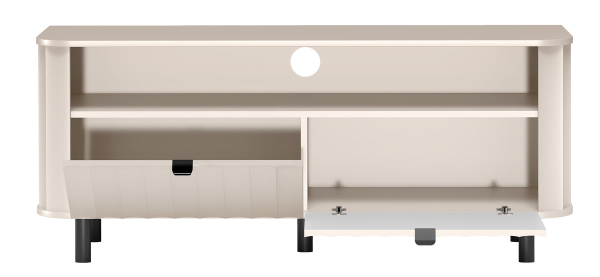 Meuble TV Novado avec deux portes abattantes et niche 137 cm cachemire