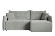 Ecksofa mit Schlaffunktion Mavio, L-förmig, hellgrau, mit Stauraum, hydrophober Samt, universell einsetzbar