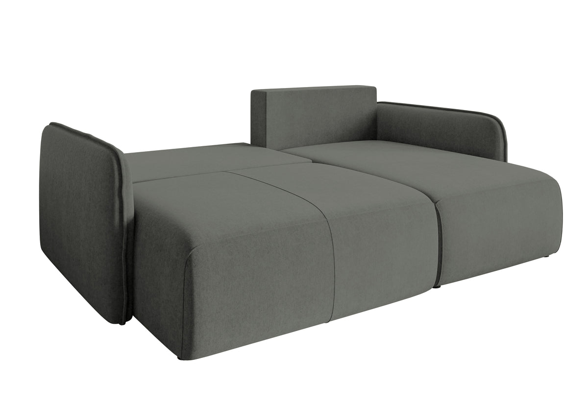 Ecksofa mit Schlaffunktion Mavio, L-förmig, grau, mit Stauraum, hydrophobes Samt, universell einsetzbar