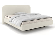 Lit tapissé 140x200 cm Nellado avec coffre, chenille beige clair