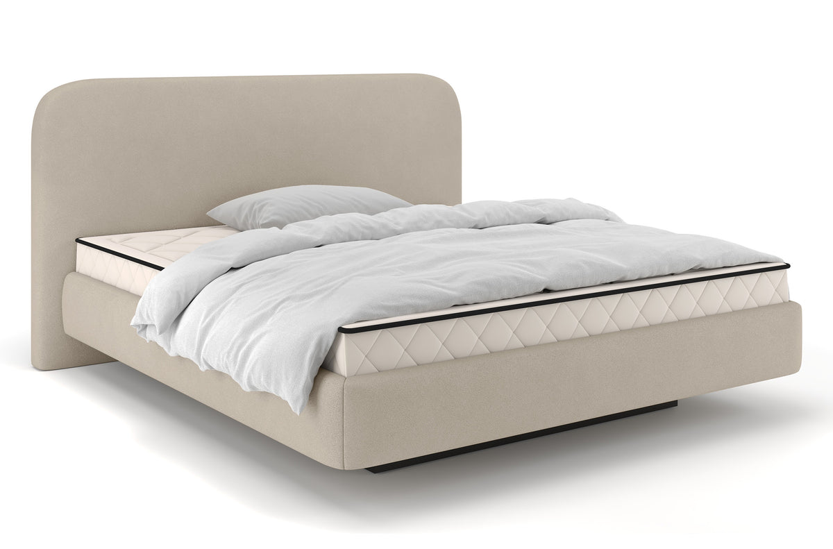 Lit tapissé 120x200 cm Nellado avec rangement en chenille beige