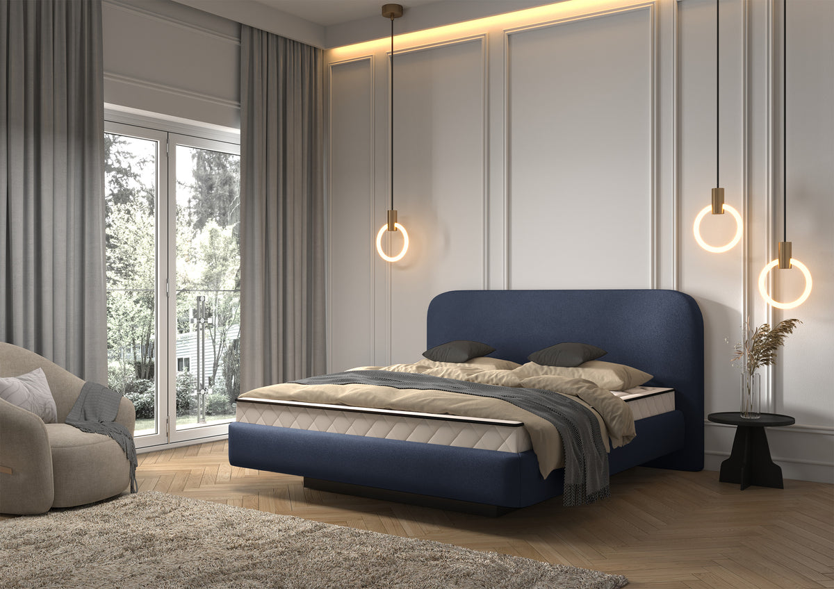 Polsterbett 120x200 cm Nellado mit Stauraum Denim Chenille