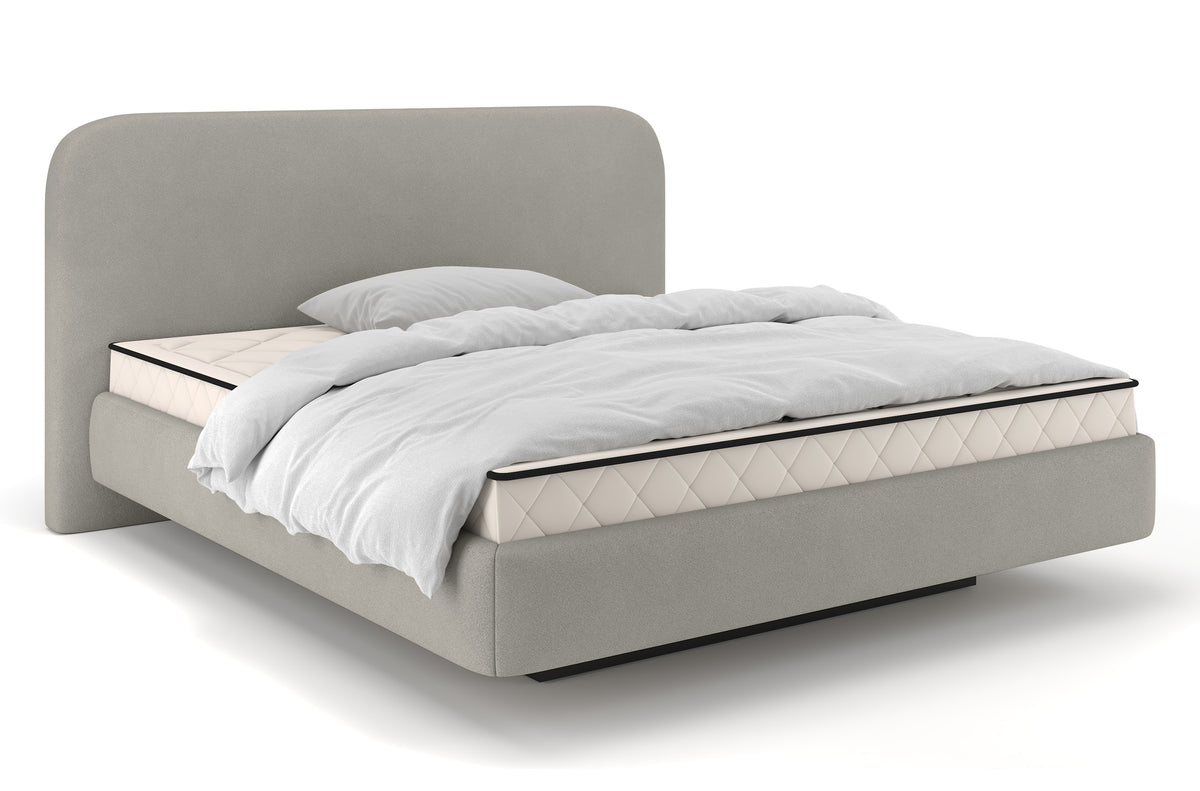 Lit tapissé 120x200 cm Nellado avec rangement et matelas, tissu chenille gris
