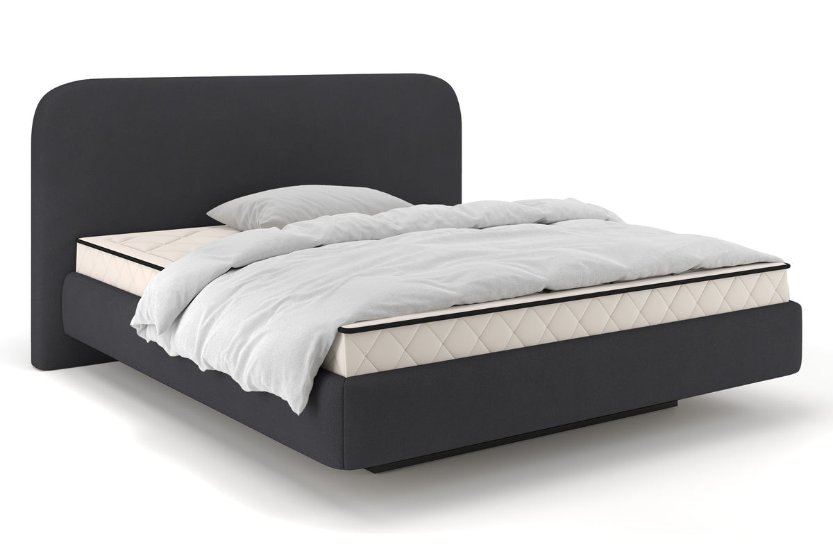 Lit tapissé 160x200 cm Nellado avec rangement en chenille gris foncé