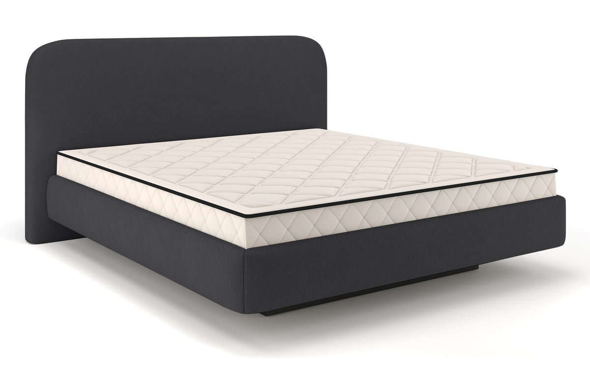 Gepolstertes Bett 140x200 cm Nellado mit Stauraum und Matratze, dunkelgrauer Chenillestoff