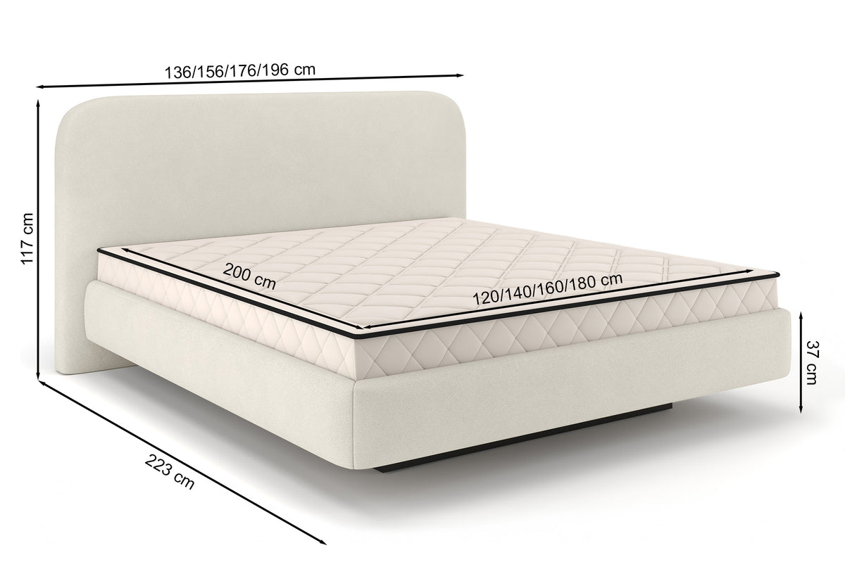 Polsterbett 120x200 cm Nellado mit Stauraum und Matratze, beige Chenille