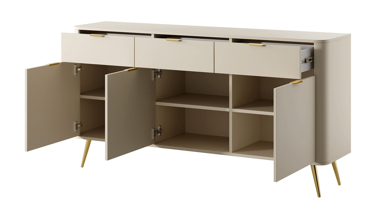 Commode trois portes Oval avec tiroirs 163,5 cm beige sable