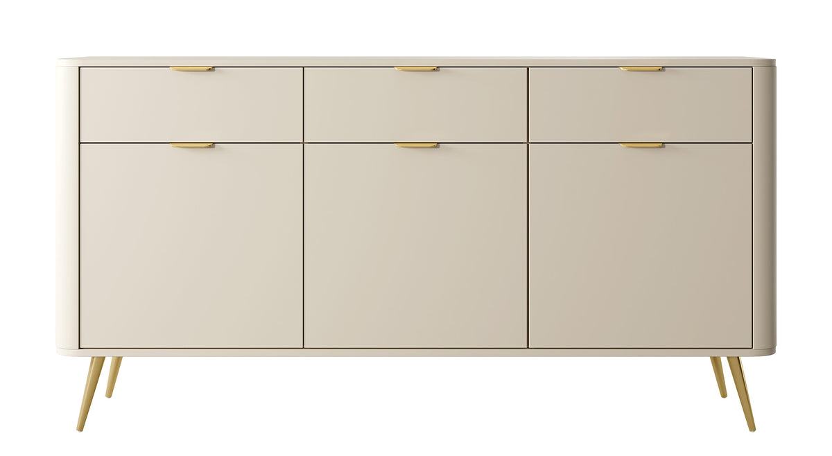 Commode trois portes Oval avec tiroirs 163,5 cm beige sable