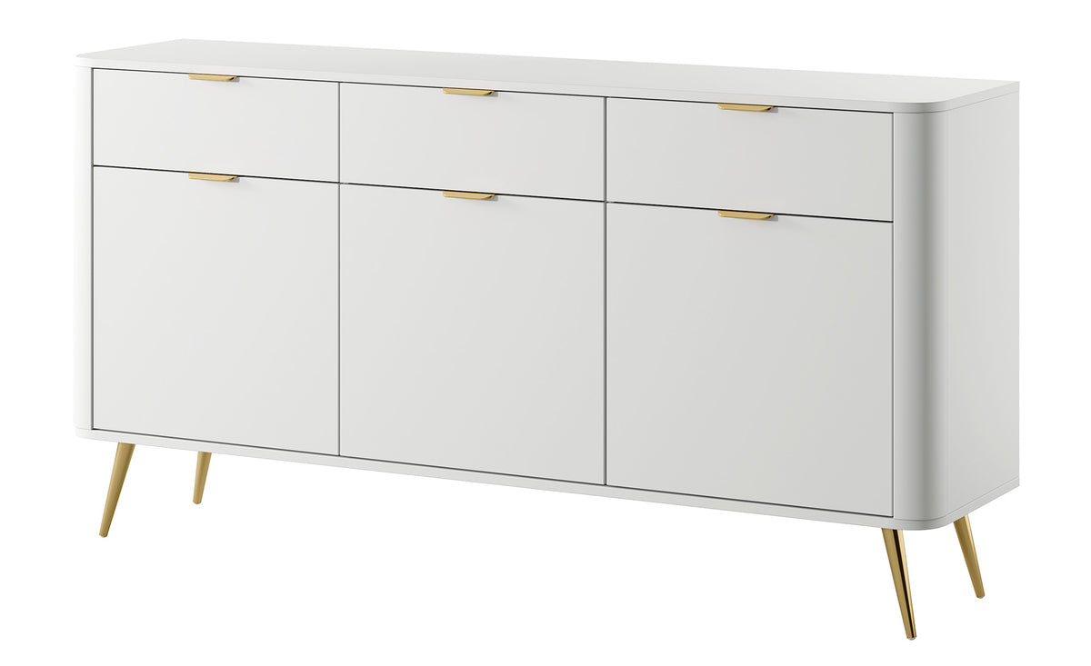 Commode trois portes Oval avec tiroirs 163,5 cm Blanche