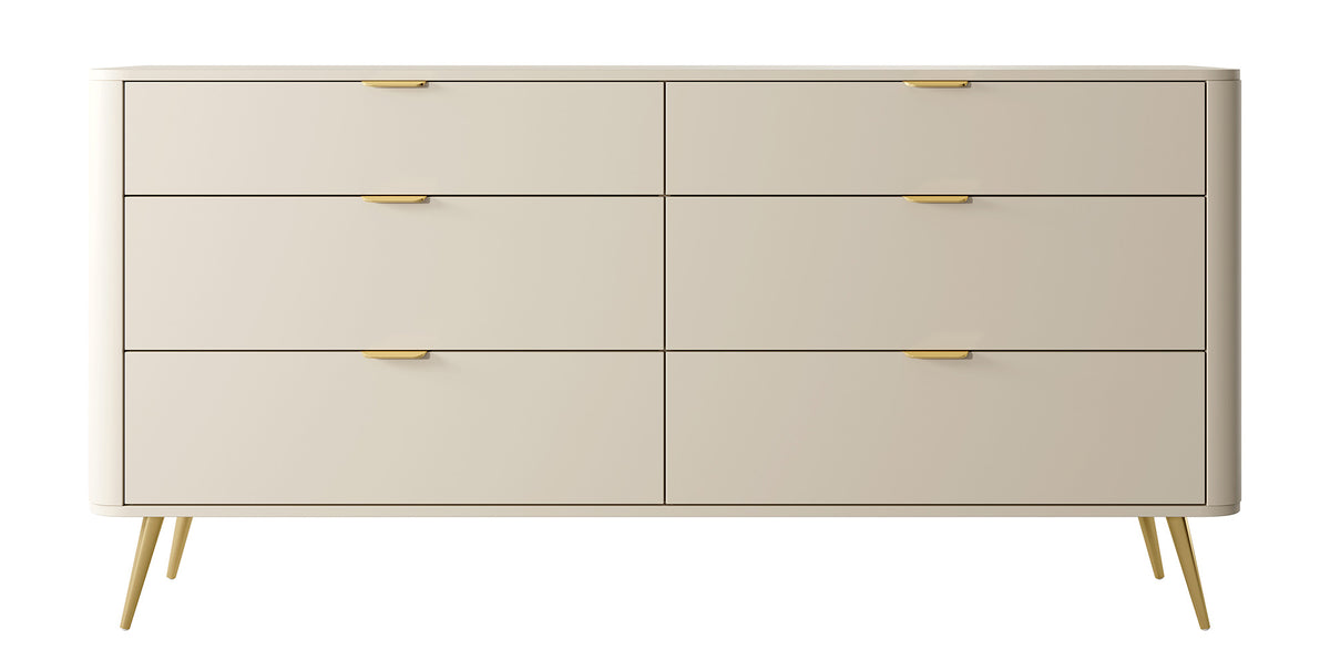 Commode Oval à six tiroirs 173 cm beige sable