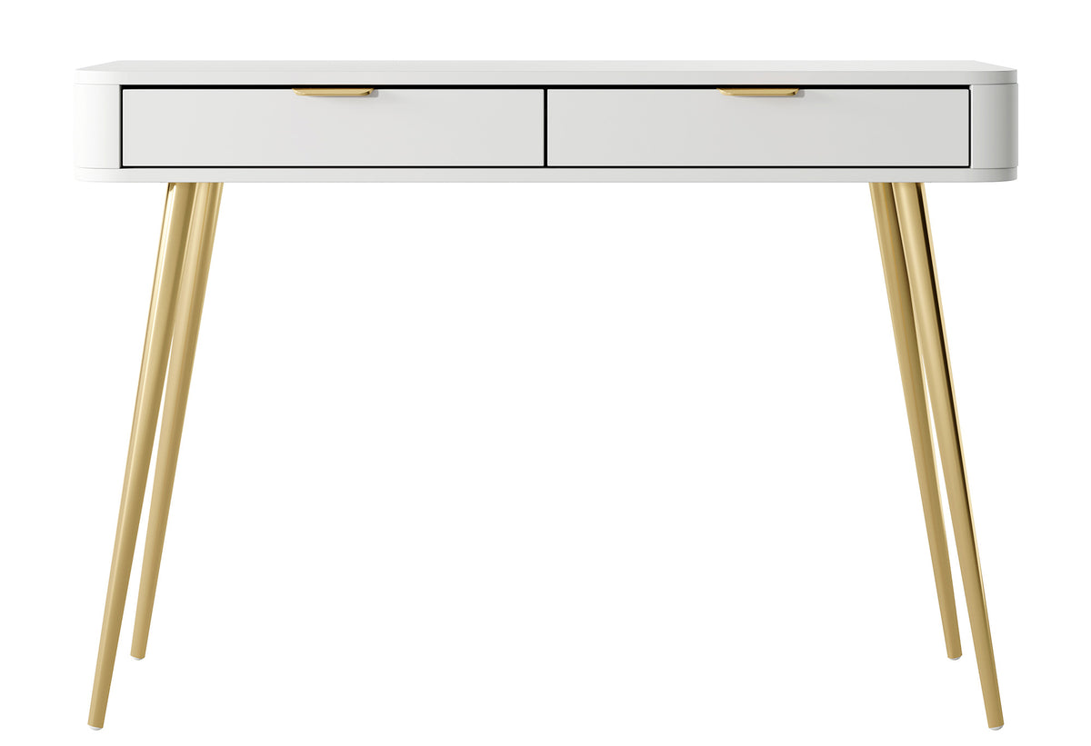 Schminktisch mit Schubladen Oval 112 cm Weiß