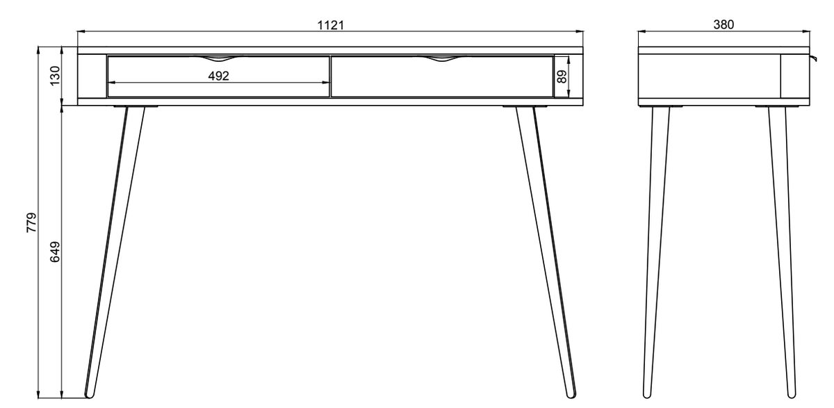 Schminktisch mit Schubladen Oval 112 cm Weiß